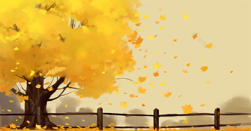 治愈系插画秋天的银杏树和落叶,插画/手绘图,插画/手绘图库,插画/手绘图下载,插画/手绘